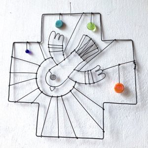 Croix Oiseau de joie orange