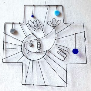 Croix Oiseau de joie bleu